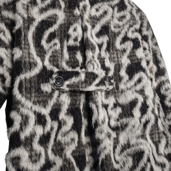 Chokolat Coat Women's Black Gray Wool Blend Faux Fur Coat Size L - Picture 6 of 9